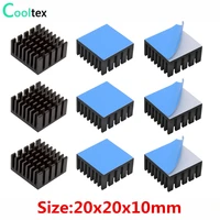 10pcs 20x20x10mm aluminum heatsink black heat sink cooling cooler radiator for electronic chip ic with thermal conductive tape