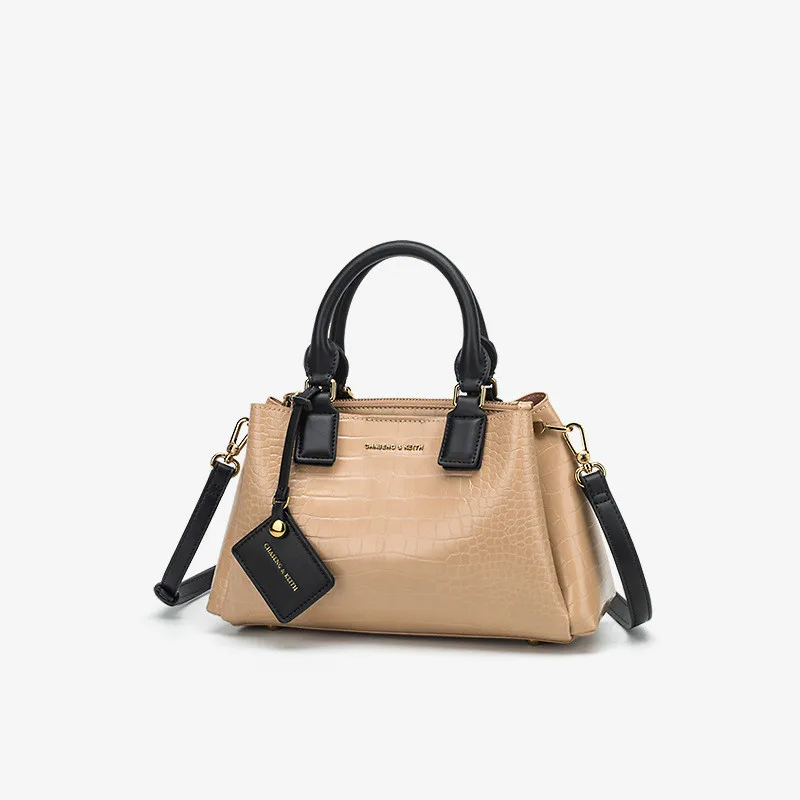 Женская сумка через плечо с крокодиловым узором Большая вместительная