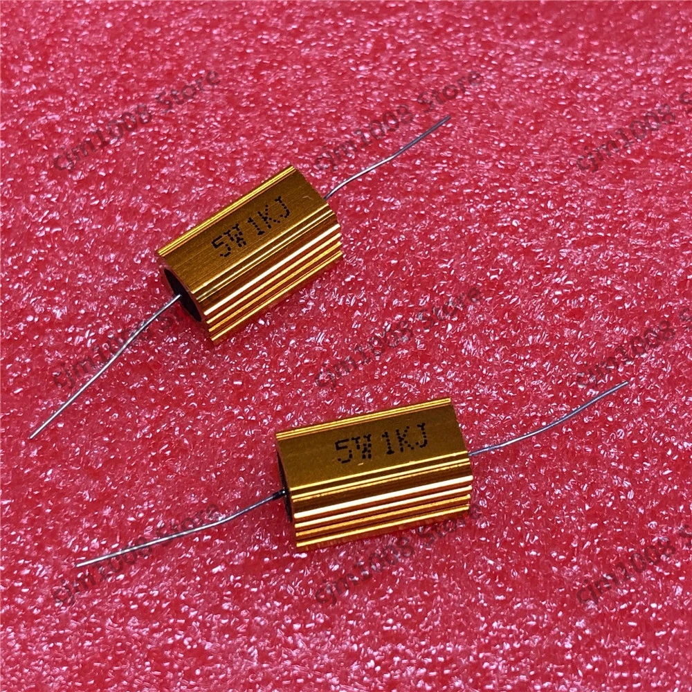 RX24-5W 1K Power Metal Shell чехол Золотой Алюминиевый Чехол проволочный резистор 5W1KJ 5% Ом