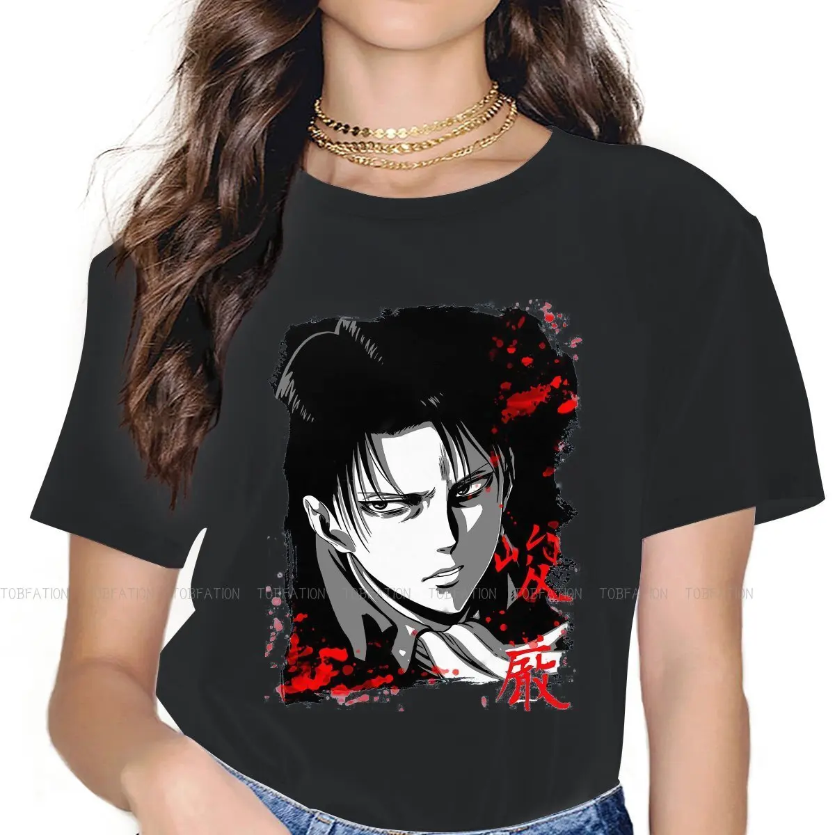 

Levi Female Shirts Attack on Titan Shingeki no Kyojin Loose Vintage Women Top Harajuku Casual Feminine Blusas