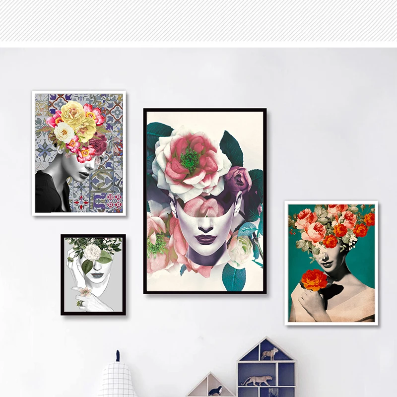Украшение плакат для девочек комната картины красота цветок женщина
