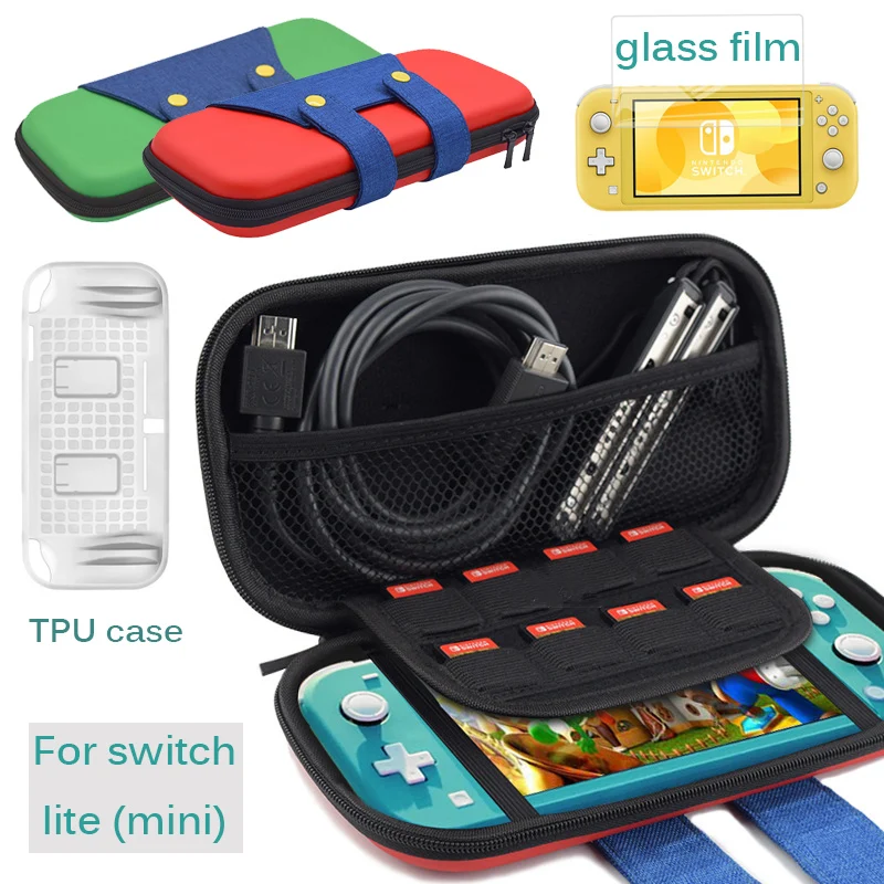 3 в 1 чехол для nintendo Switch Lite, сумка для переноски, мини-протектор, чехол для nintendo Switch, мини-аксессуары, стеклянная пленка для хранения