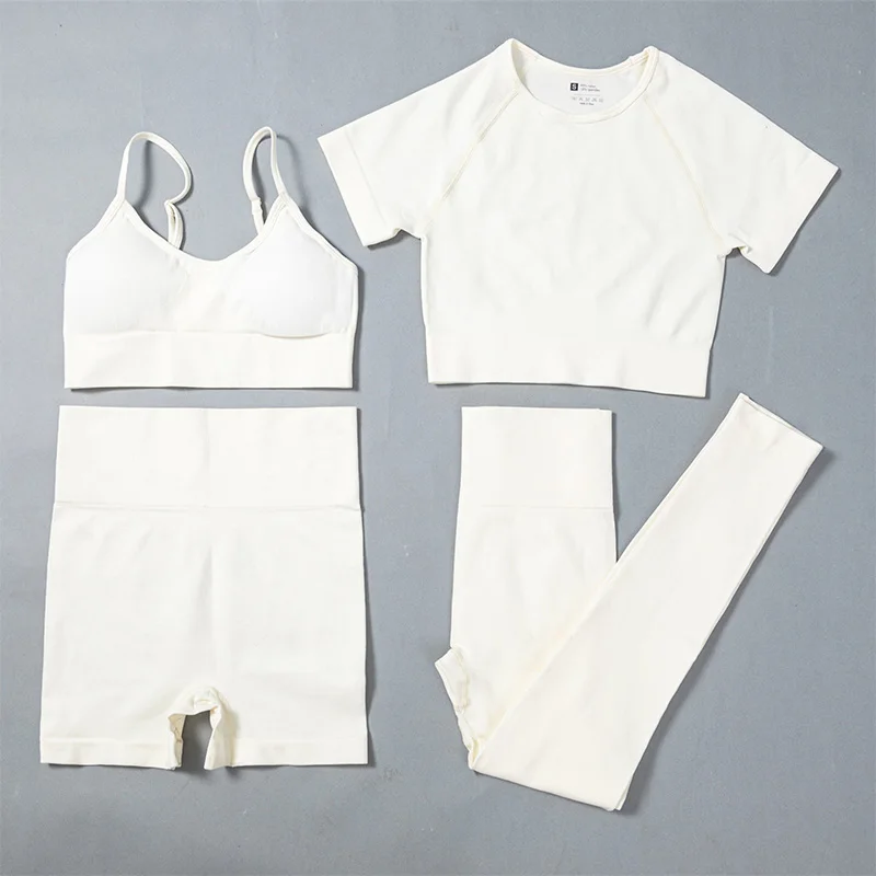 

Бесшовный Женский комплект для йоги, тренировочная спортивная одежда, одежда для тренажерного зала, одежда для фитнеса, леггинсы с высокой ...