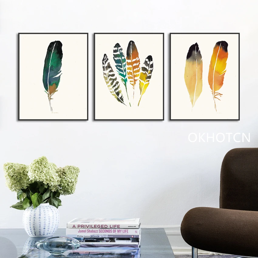 

Artistic Feather Canvas Painting Nordic Poster Wall Pictures for Living Room Home Decoration Posters Prints
