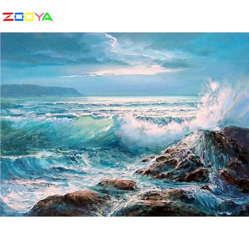 

Zooya 5D Diy Diamond Painting Landscape Diamond Embroidery Sea Decoration Home Gift Full Square/Round Drill Diamond Mosaic JM154