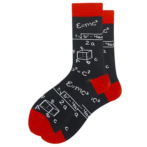 Красочные мужские носки Харадзюку, красочные веселые Смешные символы, международные шахматы, Геометрическая формула, хлопковые носки, рождественский подарок
