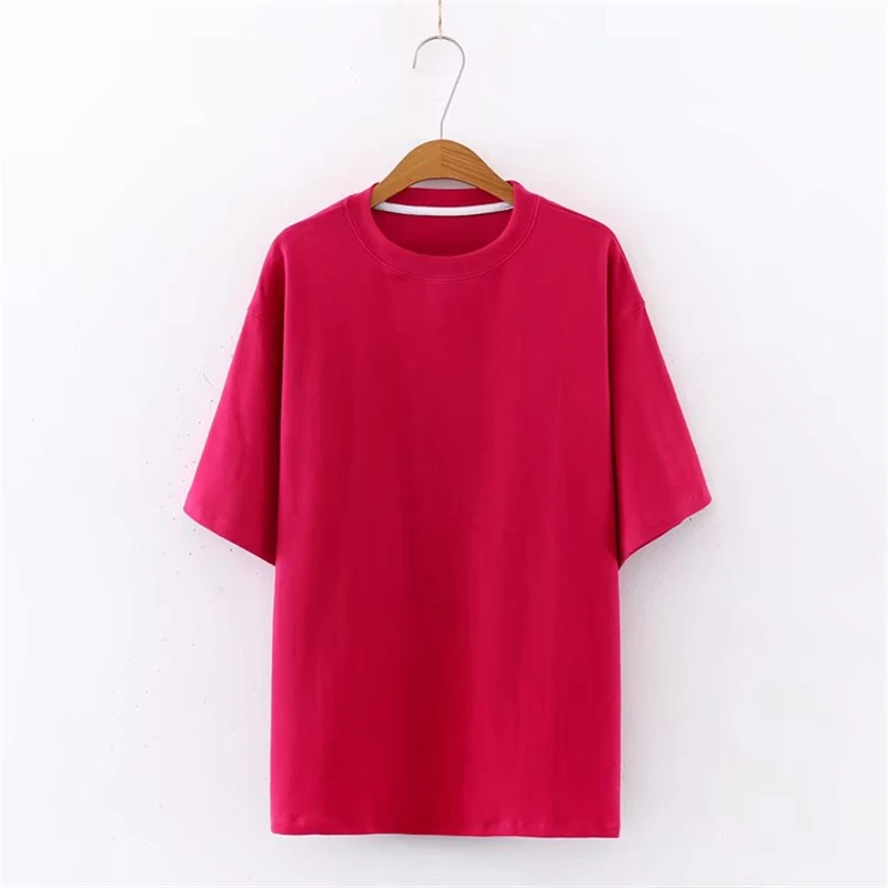 LUNDUNSHIJIA New Fashion Dragon Fruit Color Female Long T-shirt 2020 Spring Summer Casual Harajuku Cotton Loose T-shirts Women | Женская
