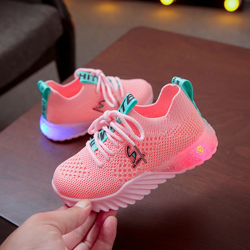 Lace Up Fashion Cool Children Sneakers With Lighting Glowing LED Lighted Kids Casual Shoes Hot Sales Baby Girls Boys Tennis enlarge