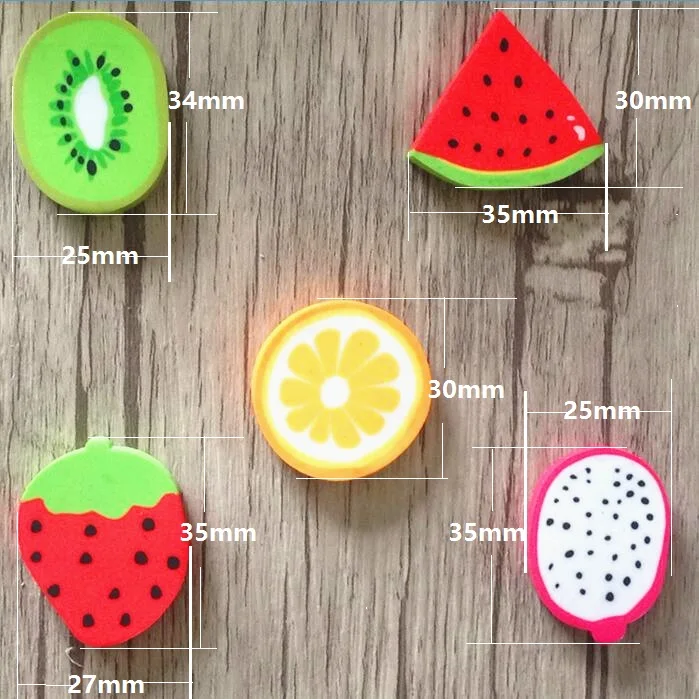 

4pcs/lot Fruit design Pencils Rubber Erasers For Kids Gifts Non-toxic Safe Gomas De Borrar School supply Material Escolar