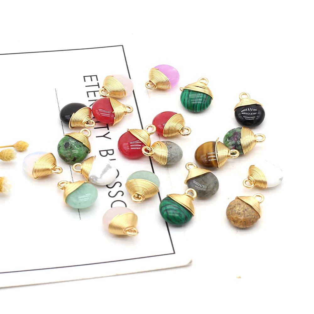 

Подвеска из натурального камня в продолговатой форме, Обмотка из проволоки, бусы из Пномпеня для ювелирных изделий «сделай сам», ожерелье, б...