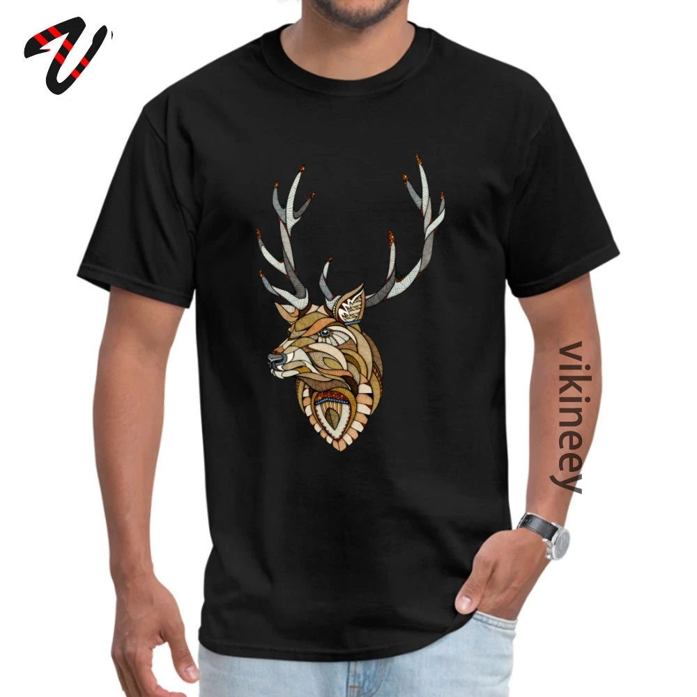 Олень животный покер геометрический Для мужчин обычная футболка Ретро Изделие