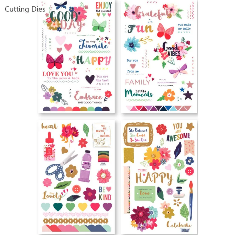 2019 бумажная наклейка с цветочными буквами Набор стикеров для скрапбукинга