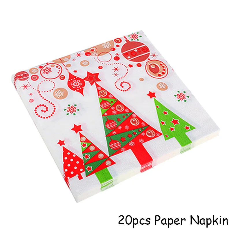20pcs Paper Napkin Рождественские украшения для дома веселая Рождественская елка рождественские украшения Санта Снеговик Noel Navidad год Natal - Цвет: 20pcs Paper Napkin