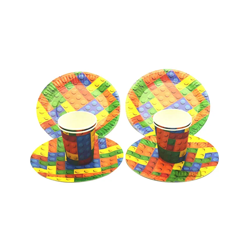 Для мальчиков coclorful блоки лего тема День Рождения вечерние украшения одноразовые