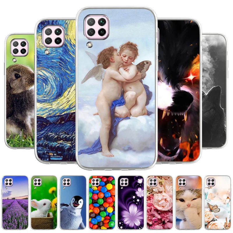 

Case For Huawei Nova 6 SE 7i Case Phone Cover Silicone TPU Soft Back Cover On Huawei P40 Lite Cartoon Coque Painted Cover Bumper