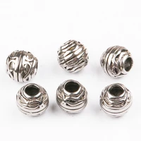 stainless steel bead large hole oval shape pattern loose beads charms for jewelry making diyjewelry bracelet accessories