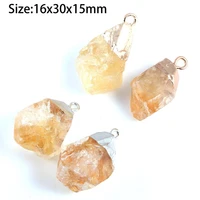 natural stone yellow crystal pendants irregular shape exquisite charm for jewelry making diy necklace accessories size16x30x15mm