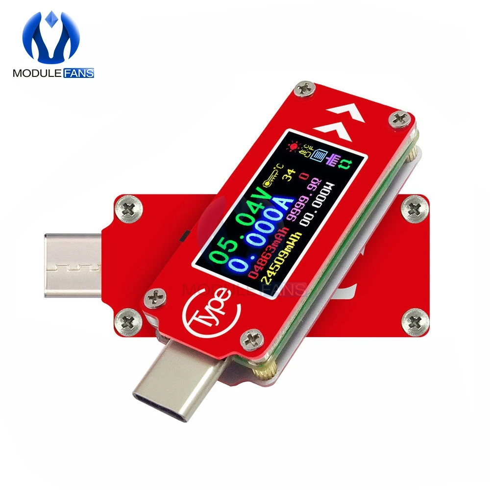 TC64 тип-c цветной ЖК-дисплей USB Вольтметр Амперметр Напряжение измеритель тока мультиметр батарея PD Зарядка банк питания USB тестер для мобильного