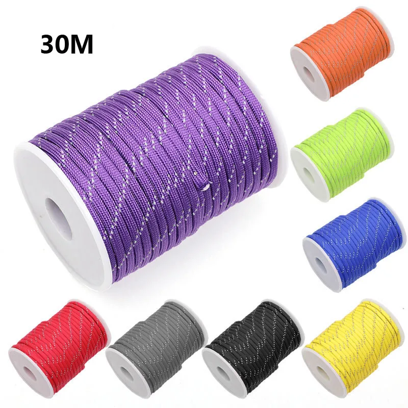 

30m 50m 4mm Outdoor 7 Core Paracord High Reflective Paratrooper Rope Emergency Rescue Survival Escape Umbrella Rope Tent Rope