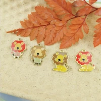 10pcs cartoon lions enamel charms pendants diy jewelry accessory cute animals charms fit earring necklace girls findings