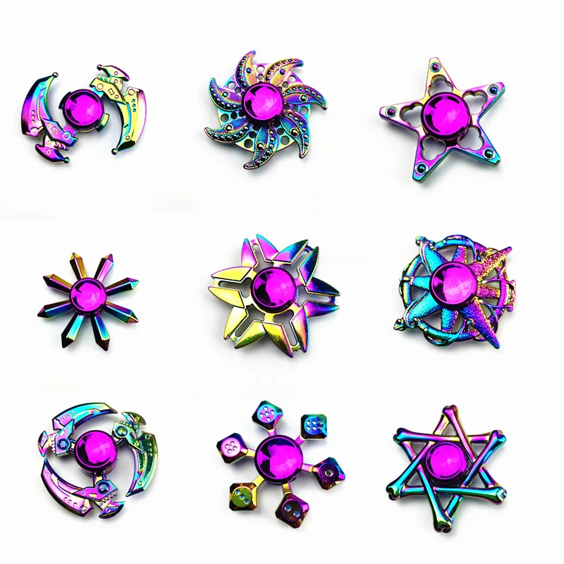 Спиннер антистресс Радужный ручной металлический золотой для повседневного