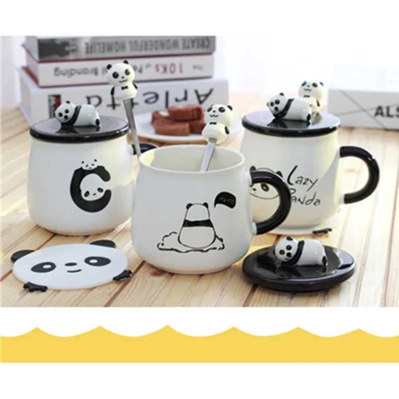 Кружка Керамическая Ins в виде милой панды 500 мл|cup with cover|cup withtea cup |