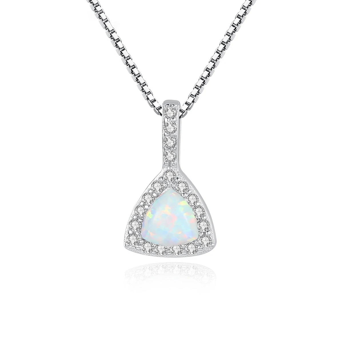 

MetJakt модное простое женское ожерелье из стерлингового серебра 925 пробы с треугольным опалом и инкрустированным фианитом 3A