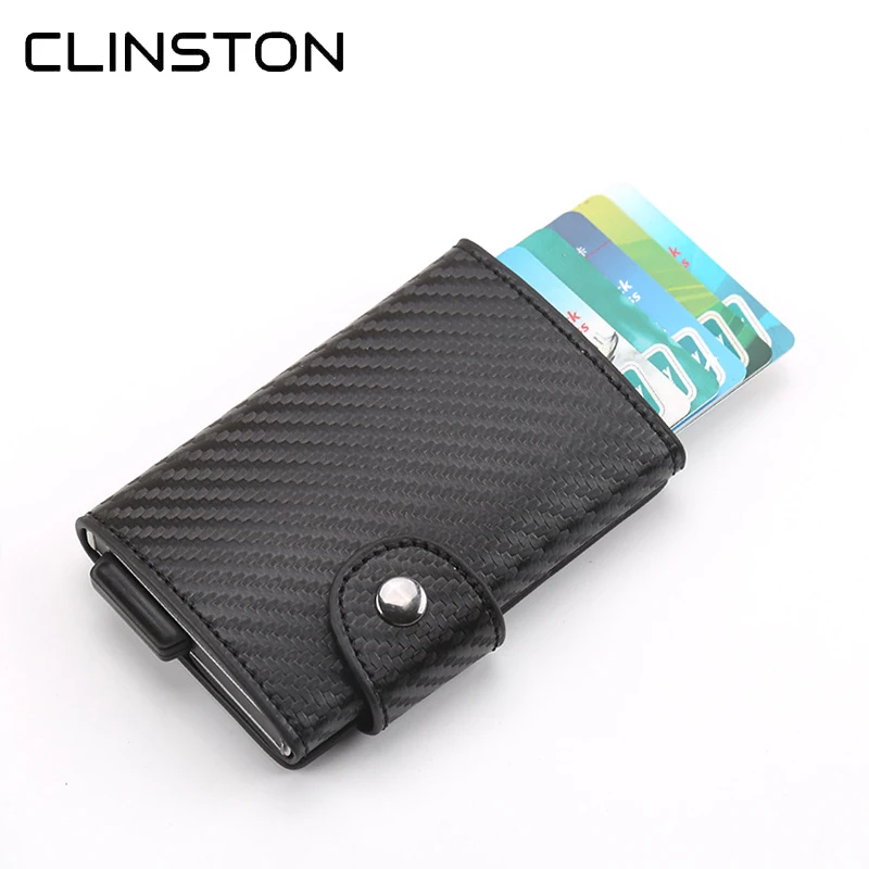 

Business ID Men's Crazy Horse Leather Credit Card Holder Male Aluminum Alloy Multifunction Card Case Slim Wallet Purse for Man