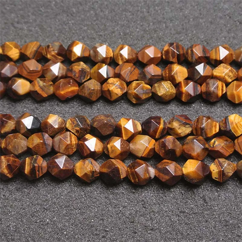 

6-10mm Natural Faceted Smooth irregular Yellow Tiger's eye stone Beads For DIY necklace bracelet jewelry make 15 "free delivery