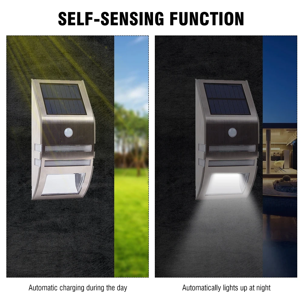 

BORUiT 2/4PCS Induction Solar Lamps Waterproof Sensor Led Wall Light Outdoor Stairs Balconies Lighting