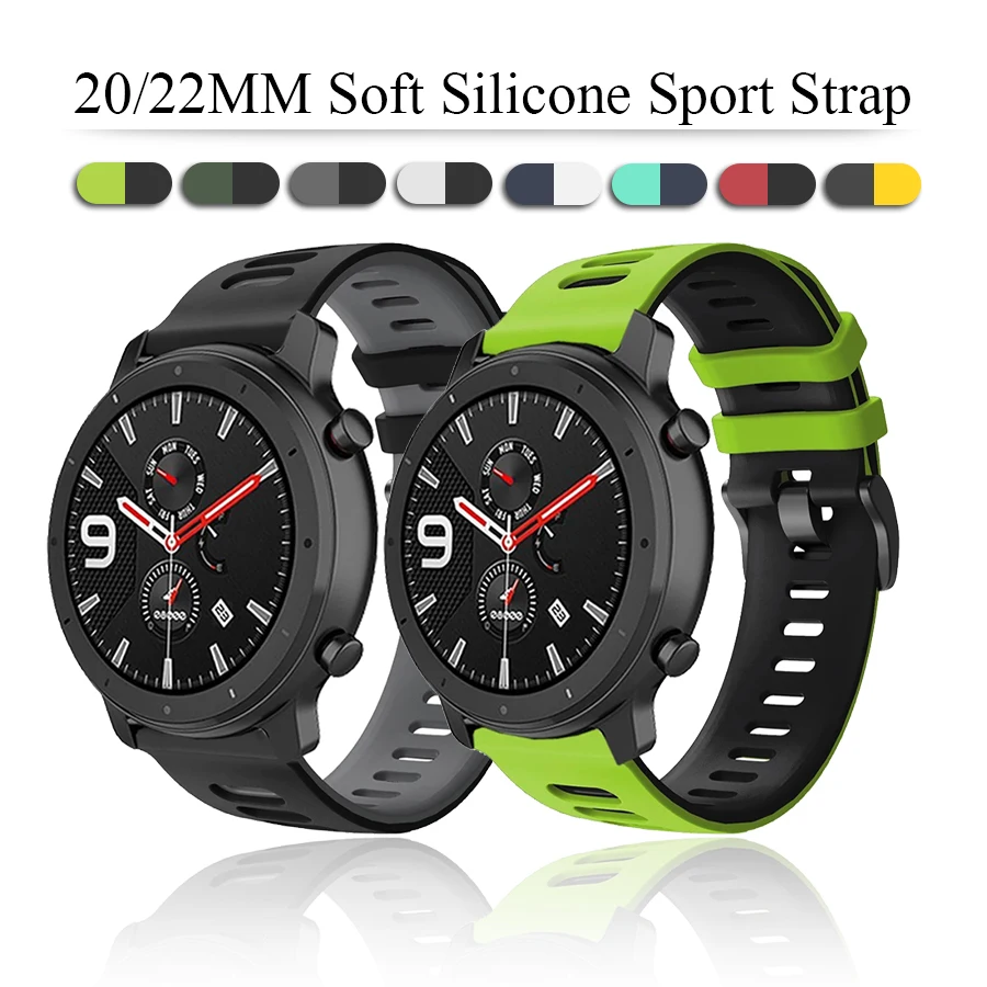 Ремешок для часов Amazfit GTR силиконовый браслет Huami Stratos 3 2 2S BipS GTS Pace 22 мм 20 47 42 |