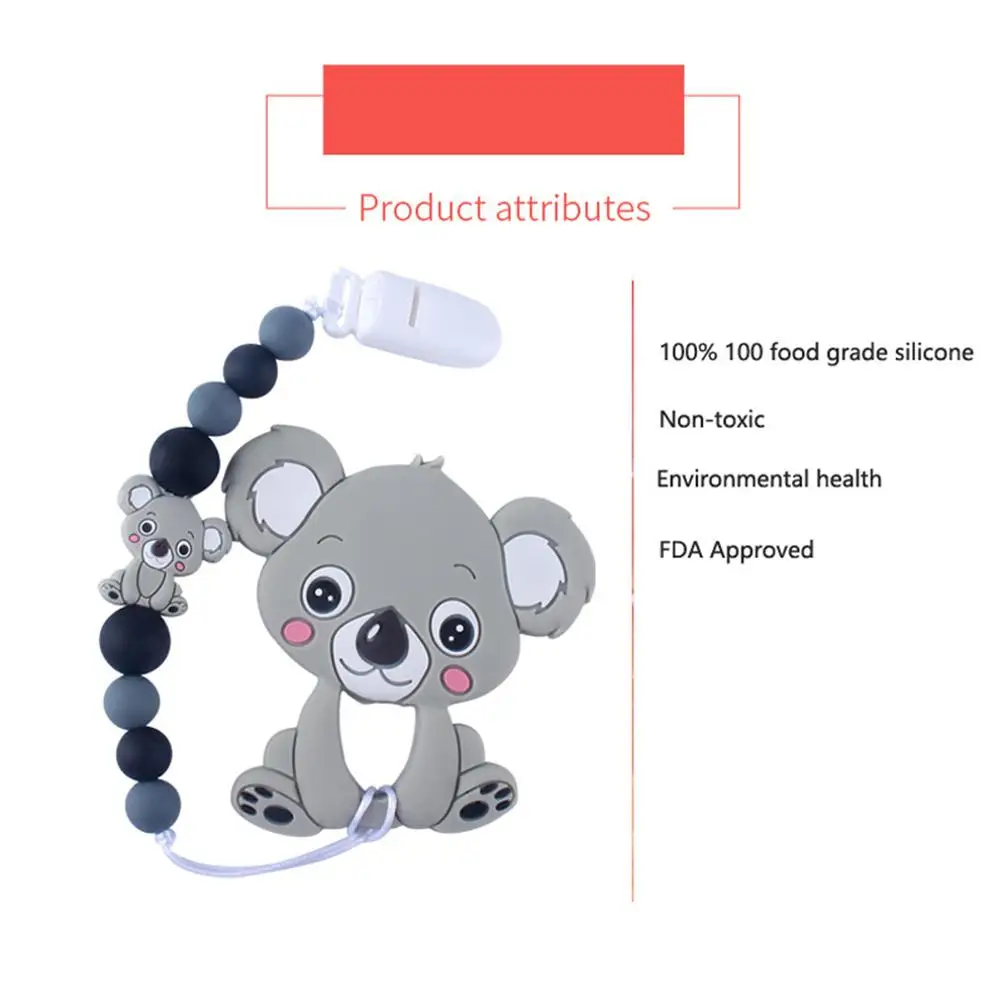 

2021 Pacifiers Leashes Baby Food Grade Silicone Cartoon Koala Teether Pacifier Clip Chain Teething Toy Nipple Baby accessories