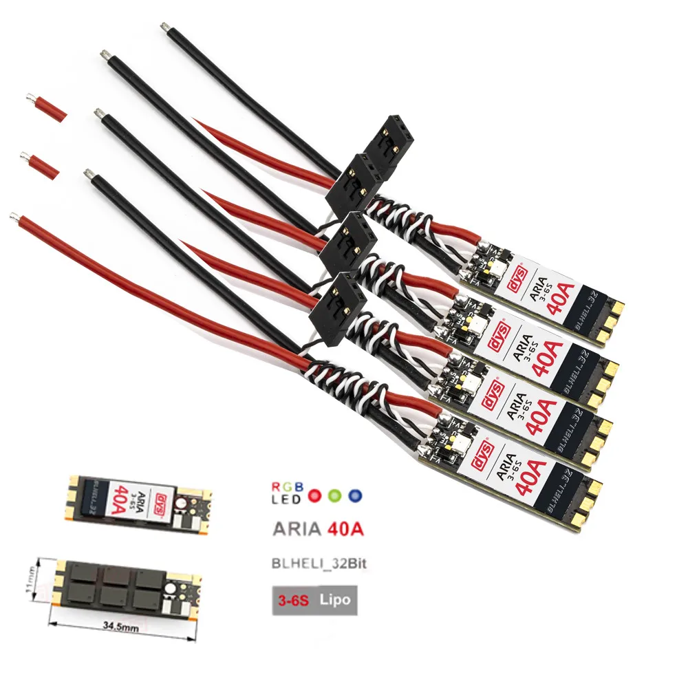 

DYS BLHeli_32ARIA 40A 3-6S Dshot1200 construido-en el medidor de corriente ESC para RC Drone FPV Racing Multi Rotor accesorio