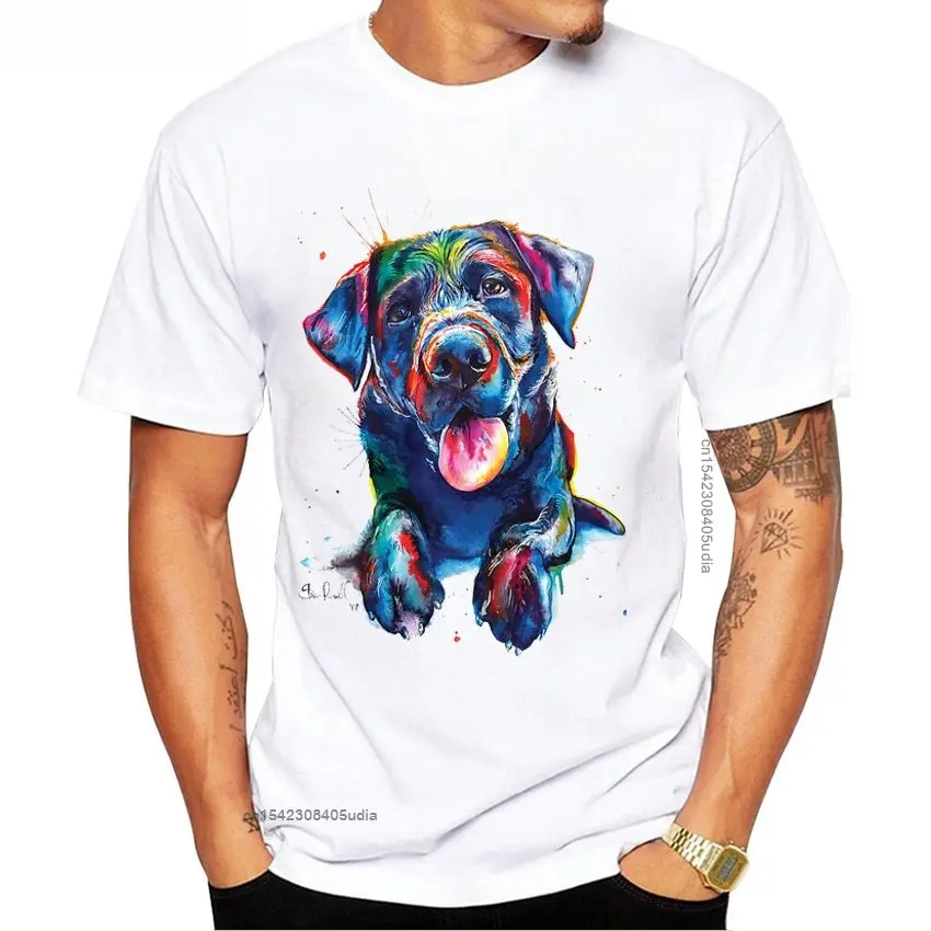 

Summer Casual Fashion Men T-Shirt Black Lab Dog Art T-Shirt Cute Labrador Retriever Lovers Design Boy Tees White Short Sleeve