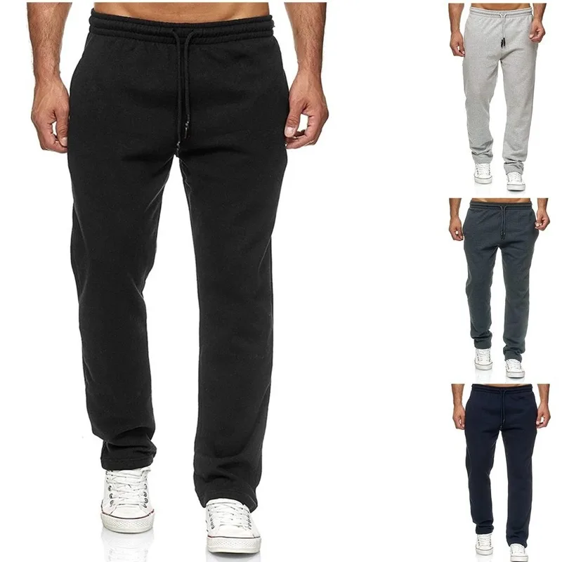 

E-BAIHUI Autumn And Winter New Men's Casual Pants Pure Color Brushed Plus Cashmere Casual Sports Pants M-3XL