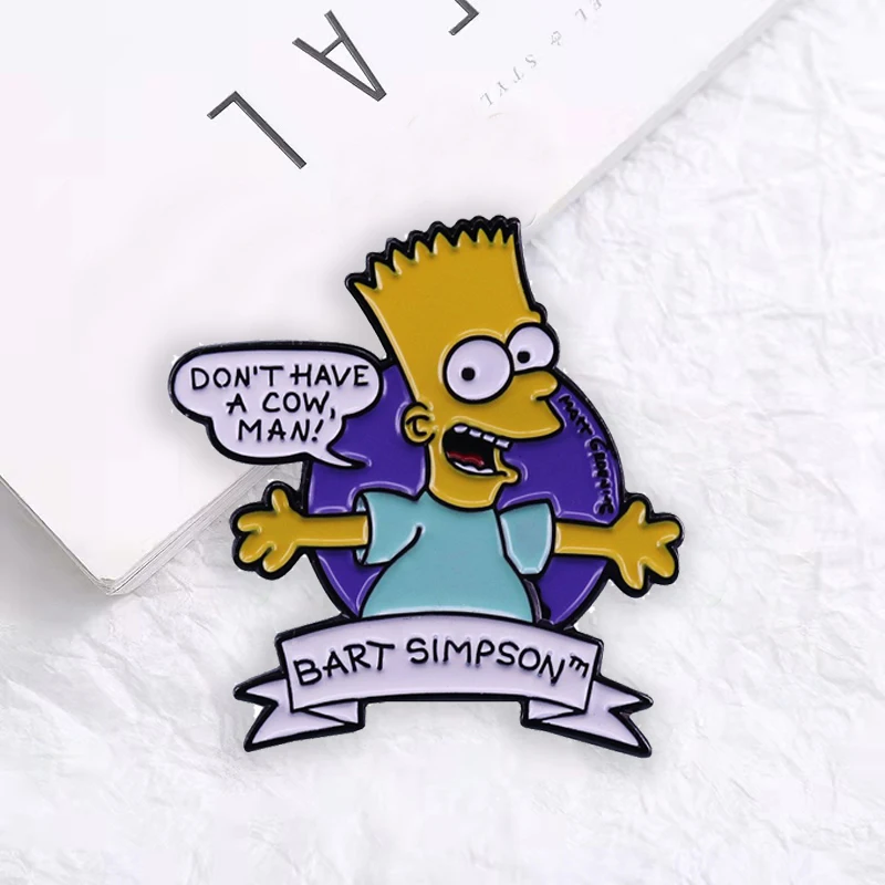 

Bart Simpson Badge Cosplay Anime Brooch Cartoon Funny Enamel Brooch Clothes Accessories Jewelry New Year Gifts for Friends