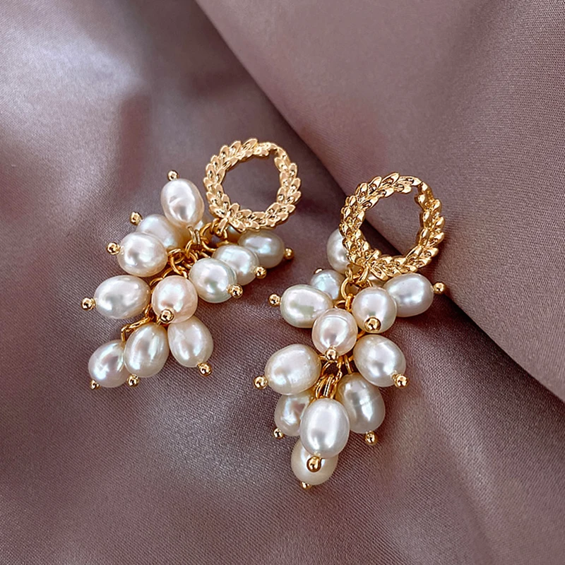 

New S925 Needle Natural Pearl Drop Earrings for Women High Quality Design Luxury Jewelry Creativity Korean Version Temperament