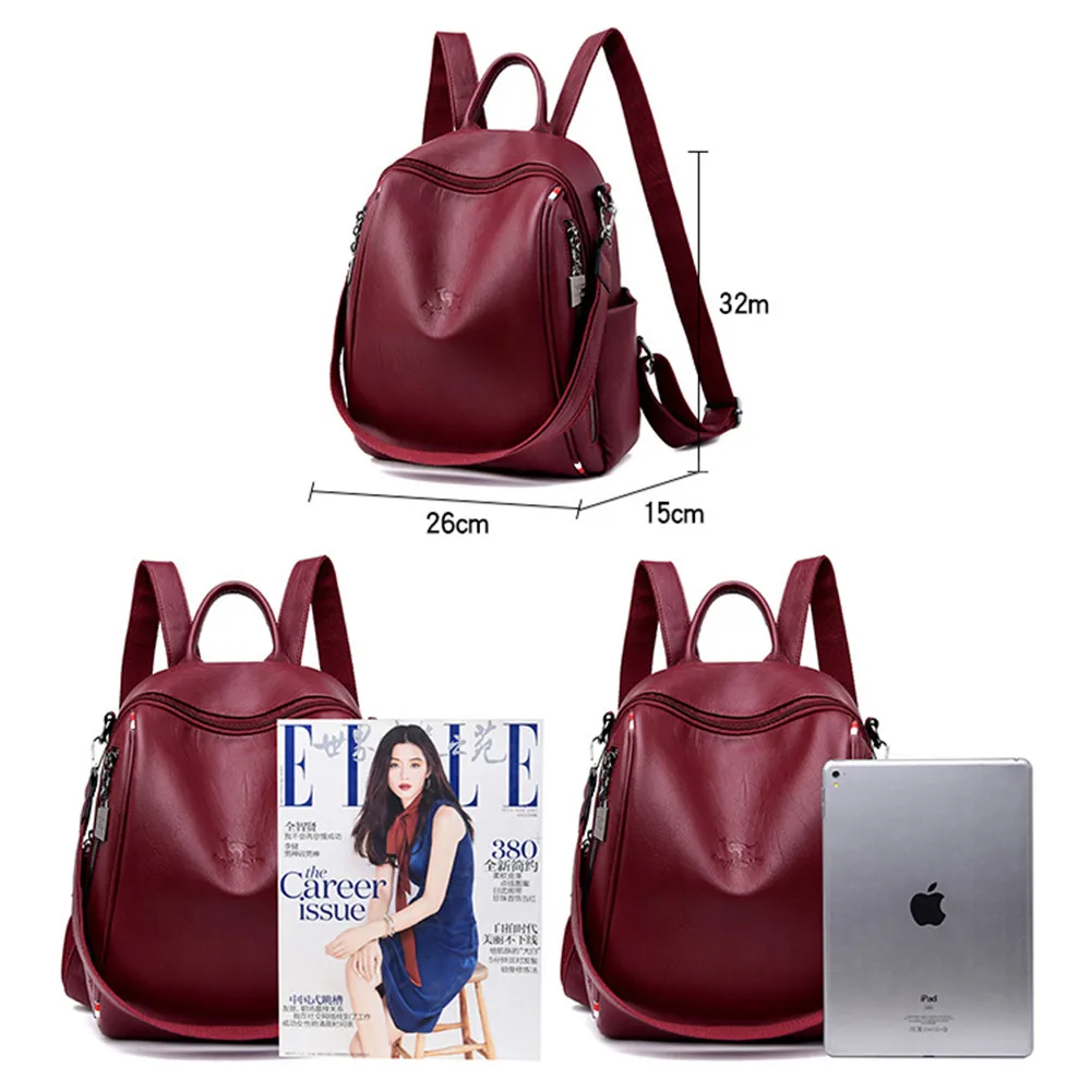 Классический молодежный кожаный рюкзак для женщин школьный ранец