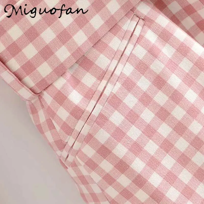 

Miguofan Plaid Chic Coats Suis Women Casual Summer Spring Elegant Ladies Office Suit Coat High Fashion Female 2021 Matching suit