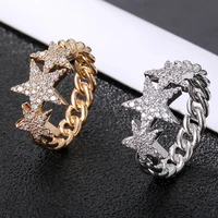 fashion cz stars shaped charm rings gold color womens zircon x cross engagement ring glamour jewelry 2021 for girls women gift