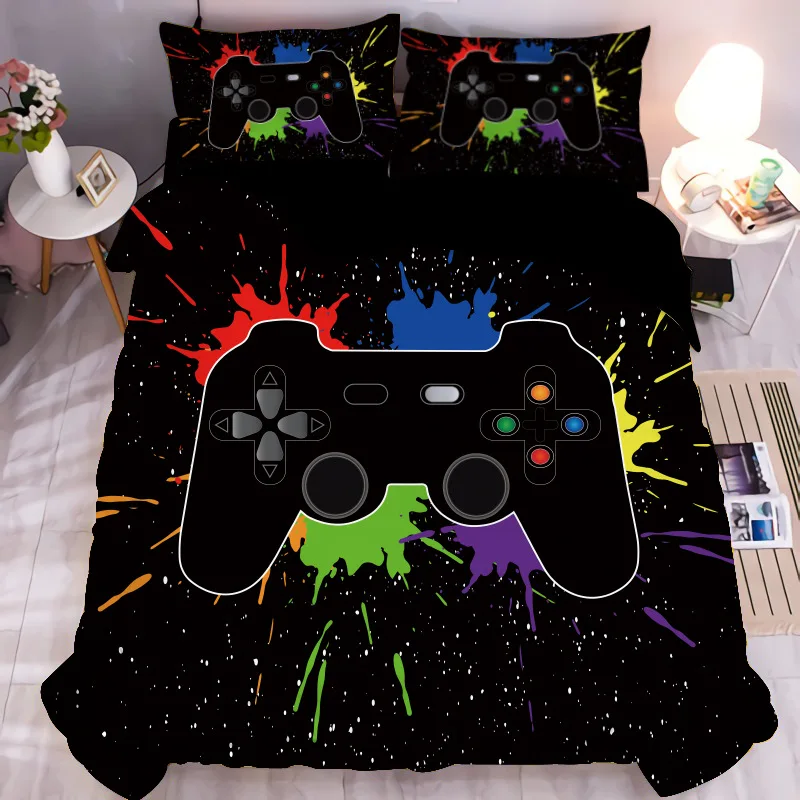 3D Печатай Игровой Коврик Комплект Постельного Белья Queen Size Одеяло Чехол Комфортера Креативный Черный Плед Наволочка 2/3шт на.