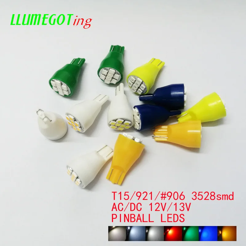50 шт. T15 W16W 921 #906 Base 8x SMD3528 Различные цвета доступны неполярность AC DC 12 В 13 в пинбол