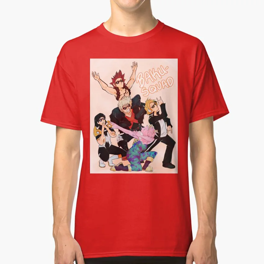 Красный Memesquad 2k18 футболка bnha mina ashido bakugo katsuki denki kaminari sero hanta kirishima eijirou boku no hero academic - Цвет: Красный