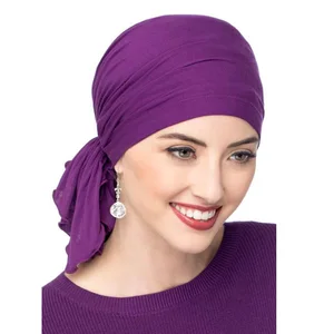 Muslim Bamboo cotton Pre-Tied Scarf Chemo Bonnet Caps Women Turban Hat Headwear Headscarf Wrap Cance