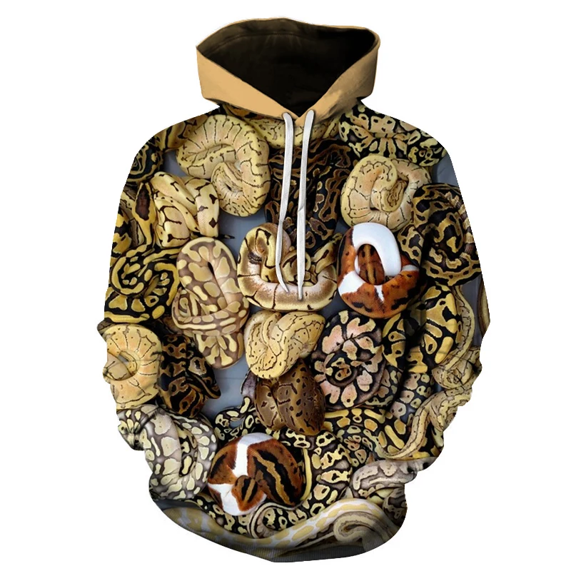 Новые модные толстовки с 3D принтом забавные унисекс пуловер змеи питона рукавом