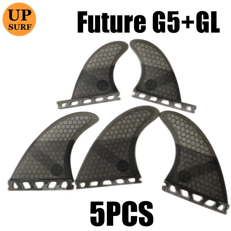 5 шт./4 шт. набор плавников Upsurf Future Fin G5+ GL плавники для серфинга стекловолокно соты Quad плавники Quilhas Thruster - Цвет: 5PCS grey