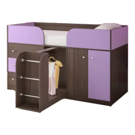 Кровать чердак Ярофф Малыш 4 бодега темный/ирис| |