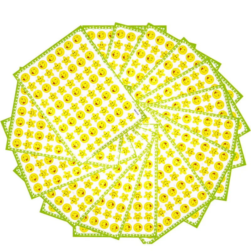 

15 Pcs Colorful Childen Stickers Toys Children National Flag Five-pointed Star Flowers Expression Reward Label Sticker Kids Toys