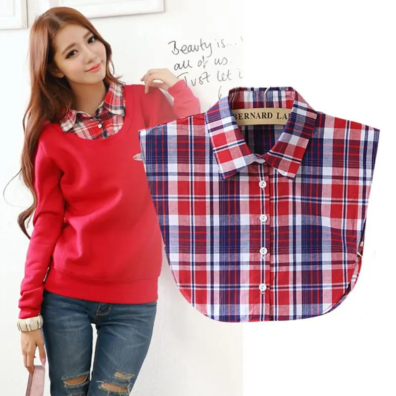 

New Fashion Arrival Fake Collar Classic Plaid Check Detachable Shirt Collars Adjust Clothes Accessories