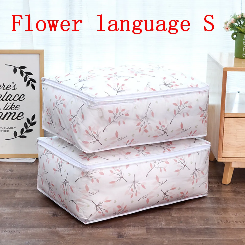 Flower language S Сумка для хранения одежды под кровать, одеяло, подушка, одеяло, сумка для хранения, дорожная сумка для хранения пыли, органайзер для домашней одежды - Цвет: Flower language S